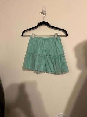 Jumping Beans Girls Mint Green Sparkle Tulle Tiered Skirt with built in shorts S